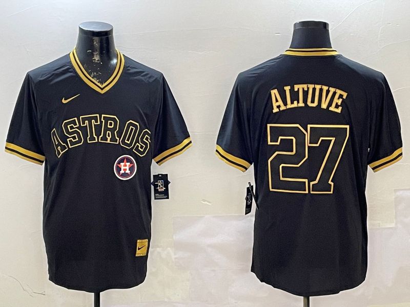 Men Houston Astros #27 Altuve Black Gold Game 2025 Nike MLB Jersey style 6